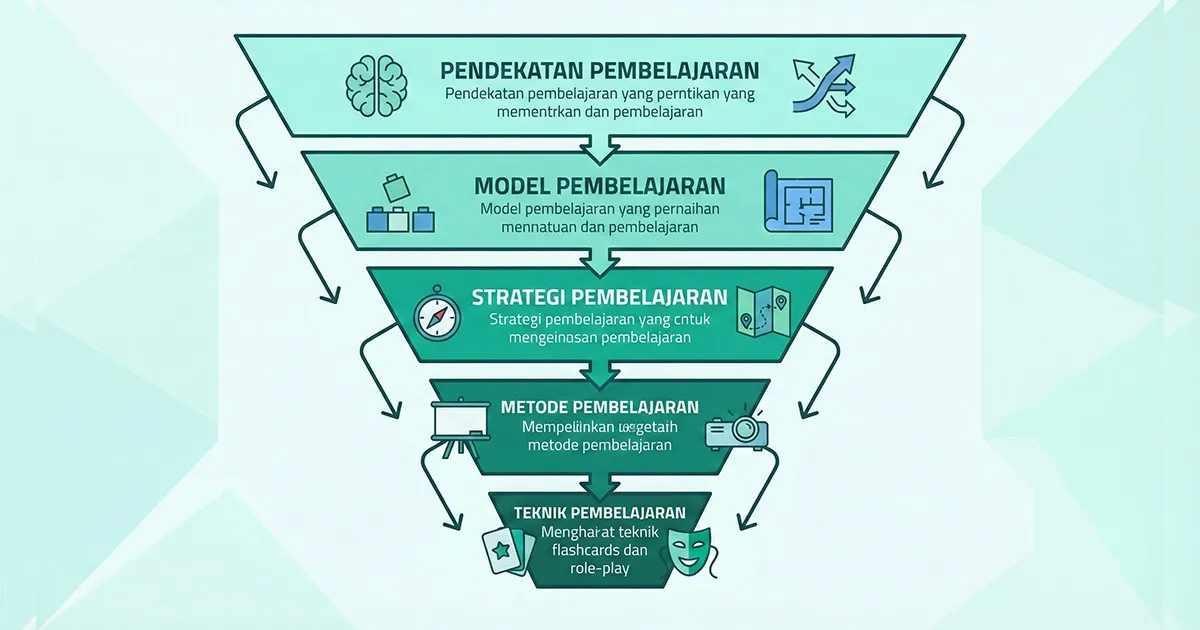 Infografis hierarki pendekatan, model, strategi, dan metode pembelajaran